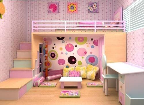 Sàn nhựa giả gỗ kết hợp giấy dán tường phòng trẻ em