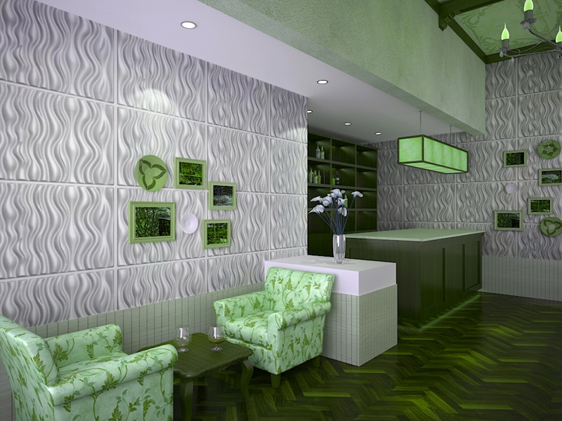 Tấm nhựa ốp tường 3D sử dụng cho quán cafe .