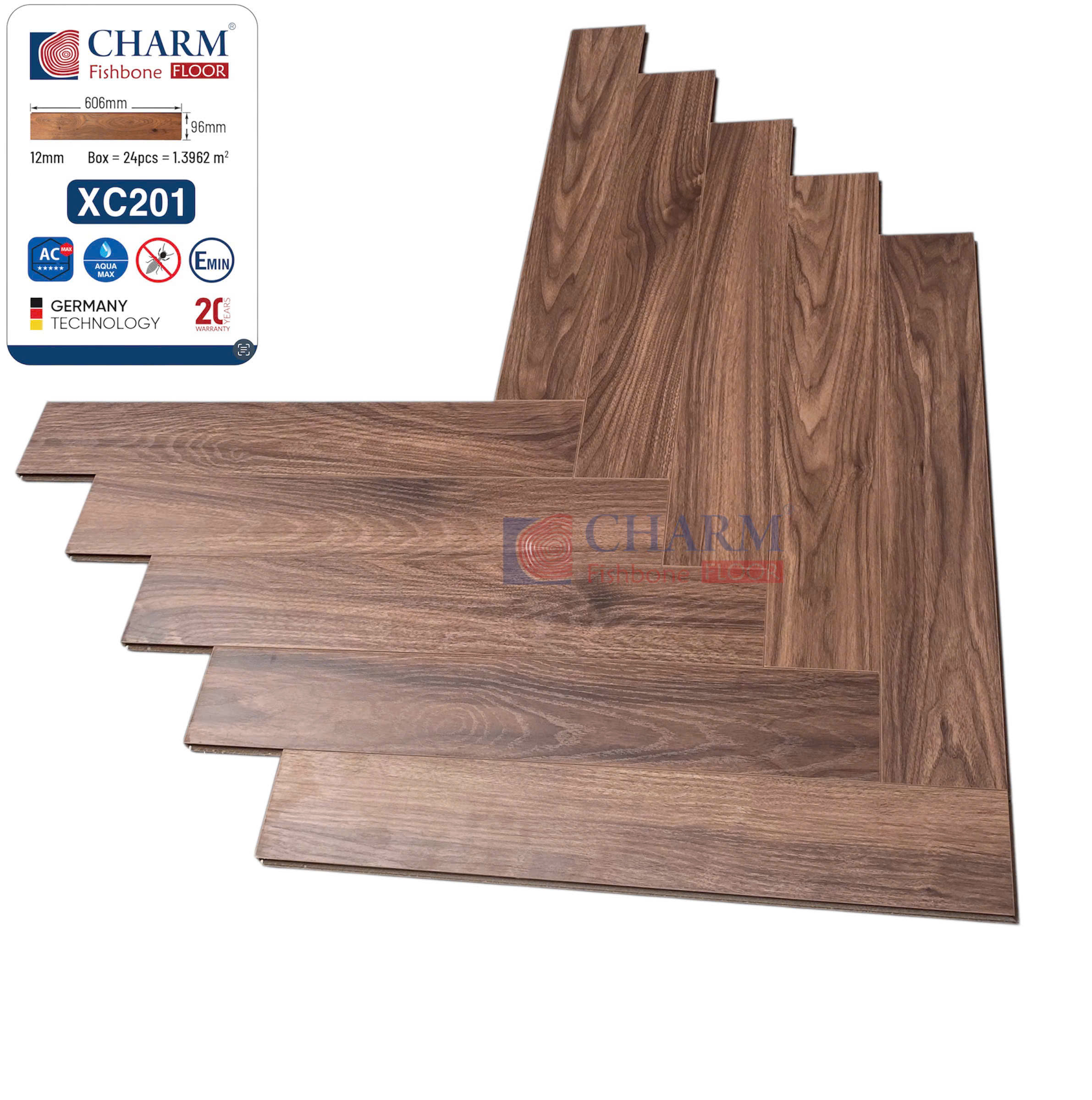Sàn Gỗ Xương Cá Charm XC201 Cốt Nâu