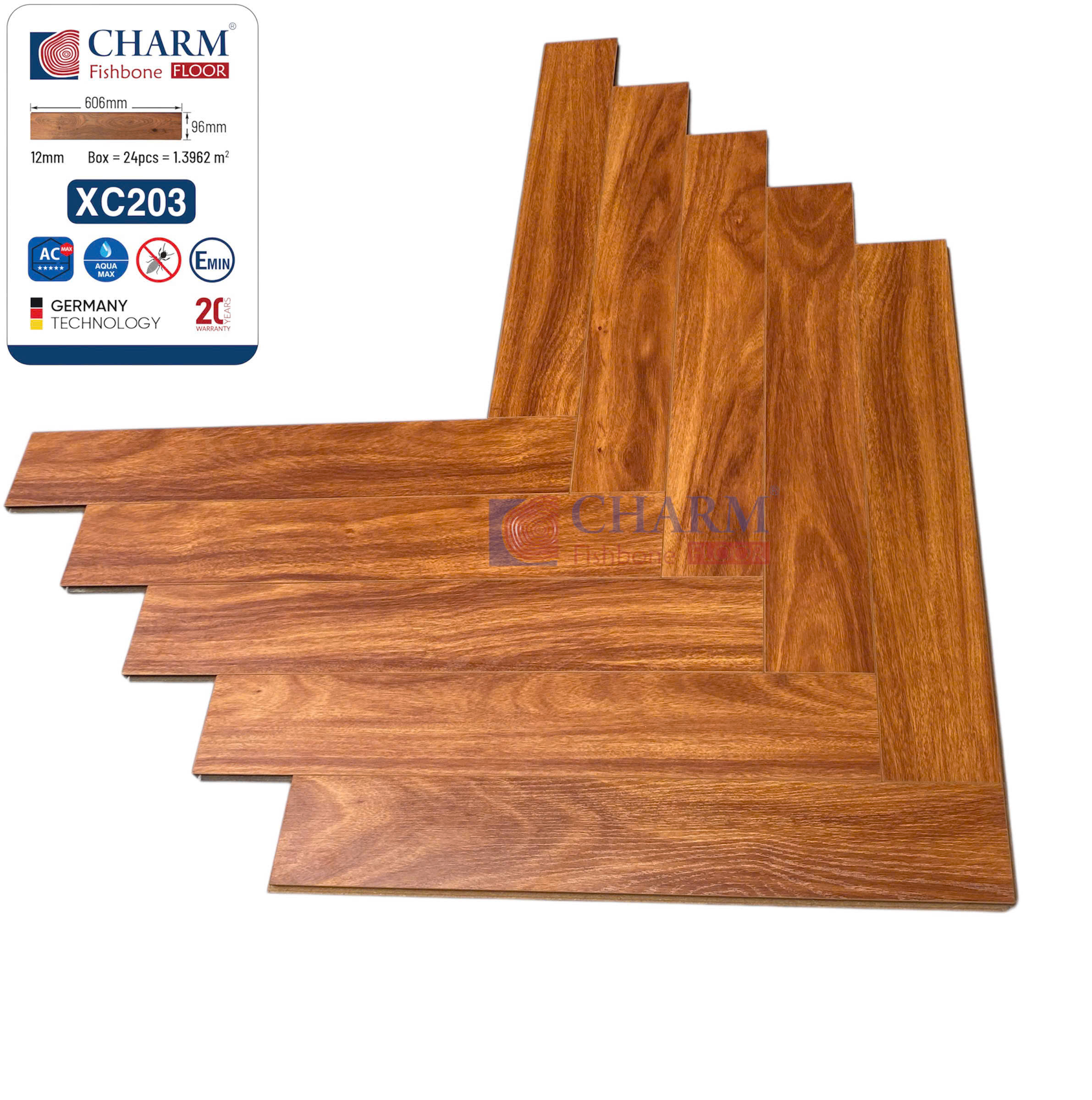 Sàn Gỗ Xương Cá Charm XC203 Cốt Nâu