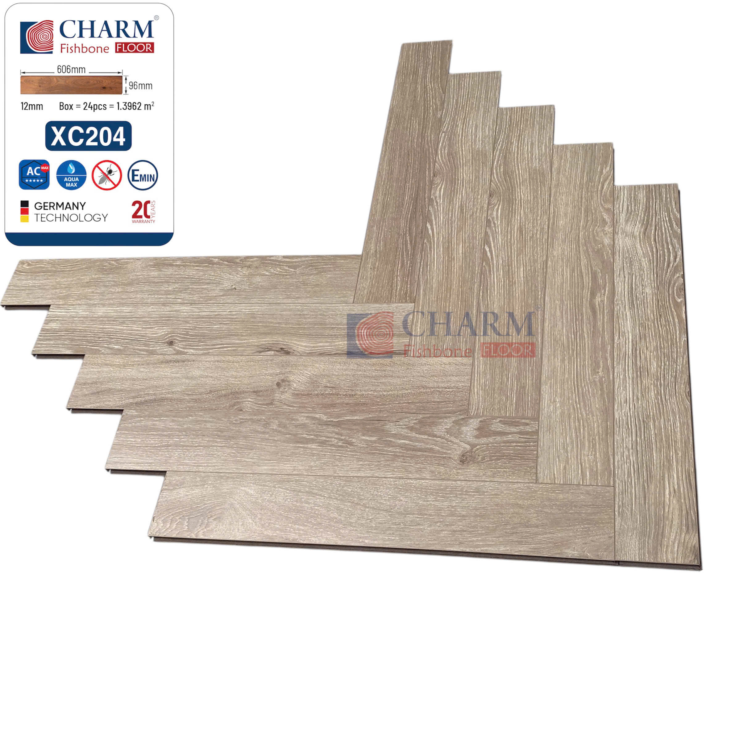 Sàn Gỗ Xương Cá Charm XC204 Cốt Nâu