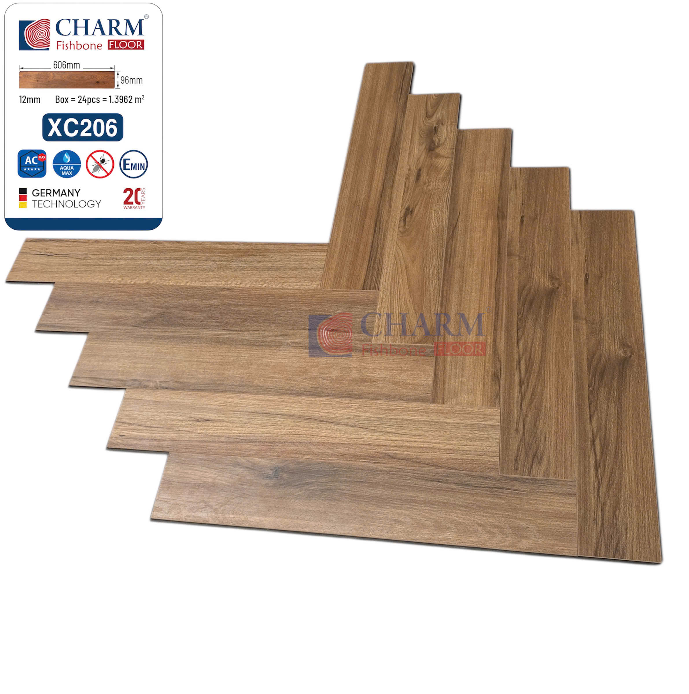 Sàn Gỗ Xương Cá Charm XC206 Cốt Nâu